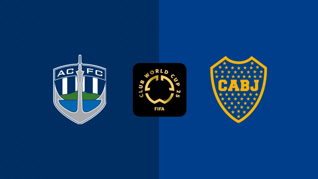 Boca vs Auckland logos de ambos equipos